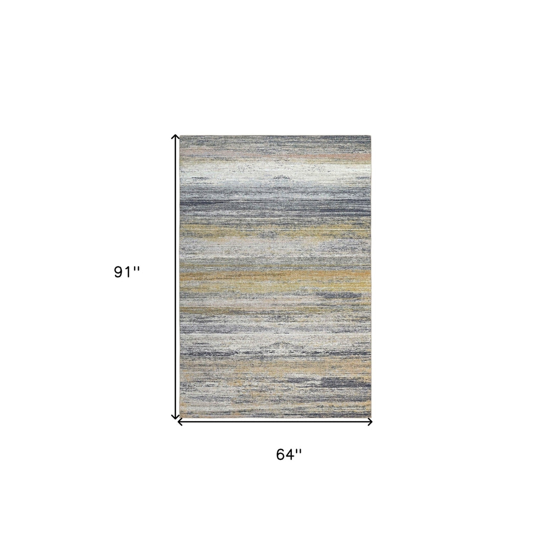 5 X 8 Gold Abstract Stain Resistant Area Rug Image 1