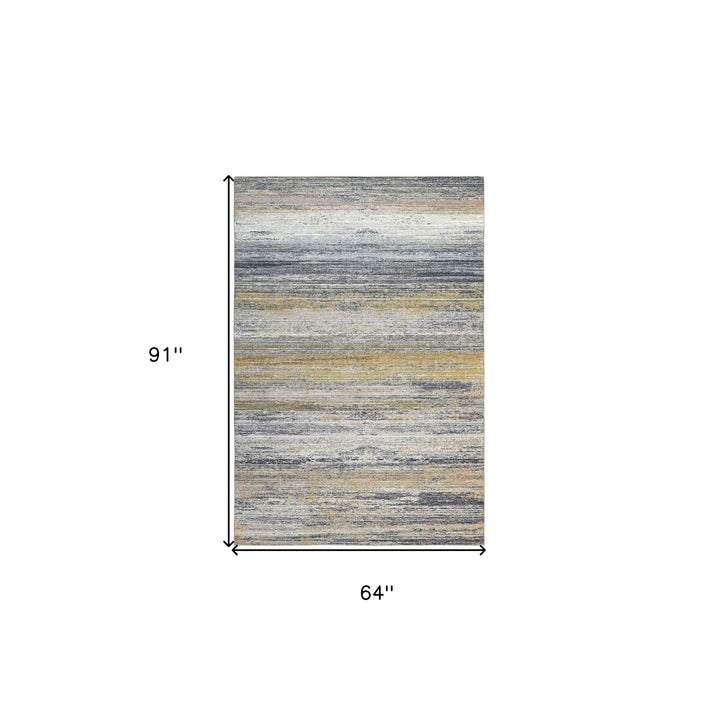 5 X 8 Gold Abstract Stain Resistant Area Rug Image 1