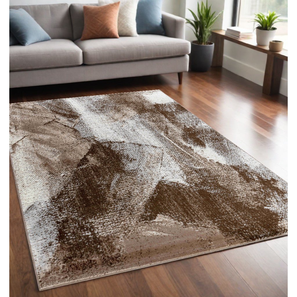 5 X 8 Brown Abstract Area Rug Image 10