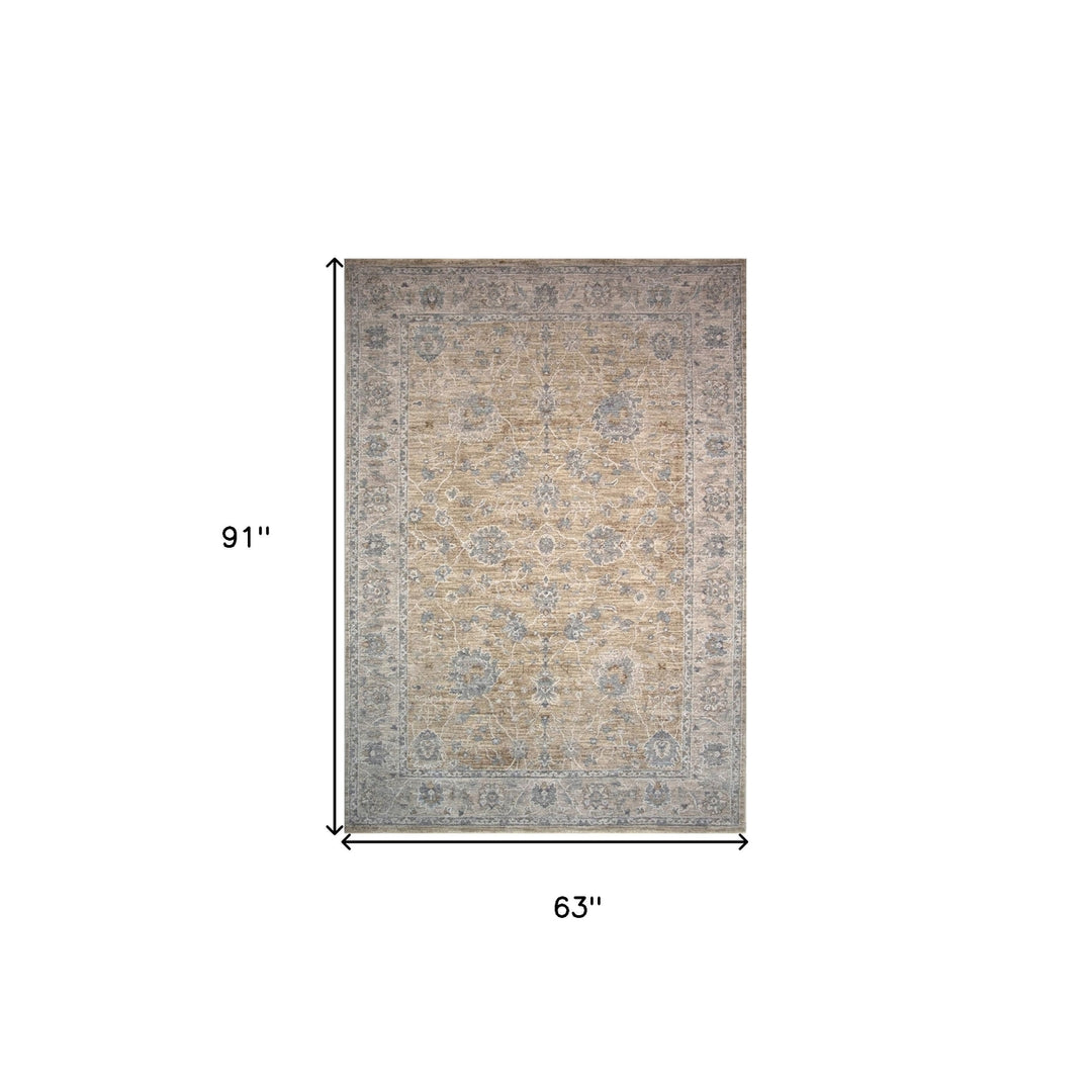 5 X 8 Gold Southwestern Power Loom Stain Resistant Area Rug Image 9