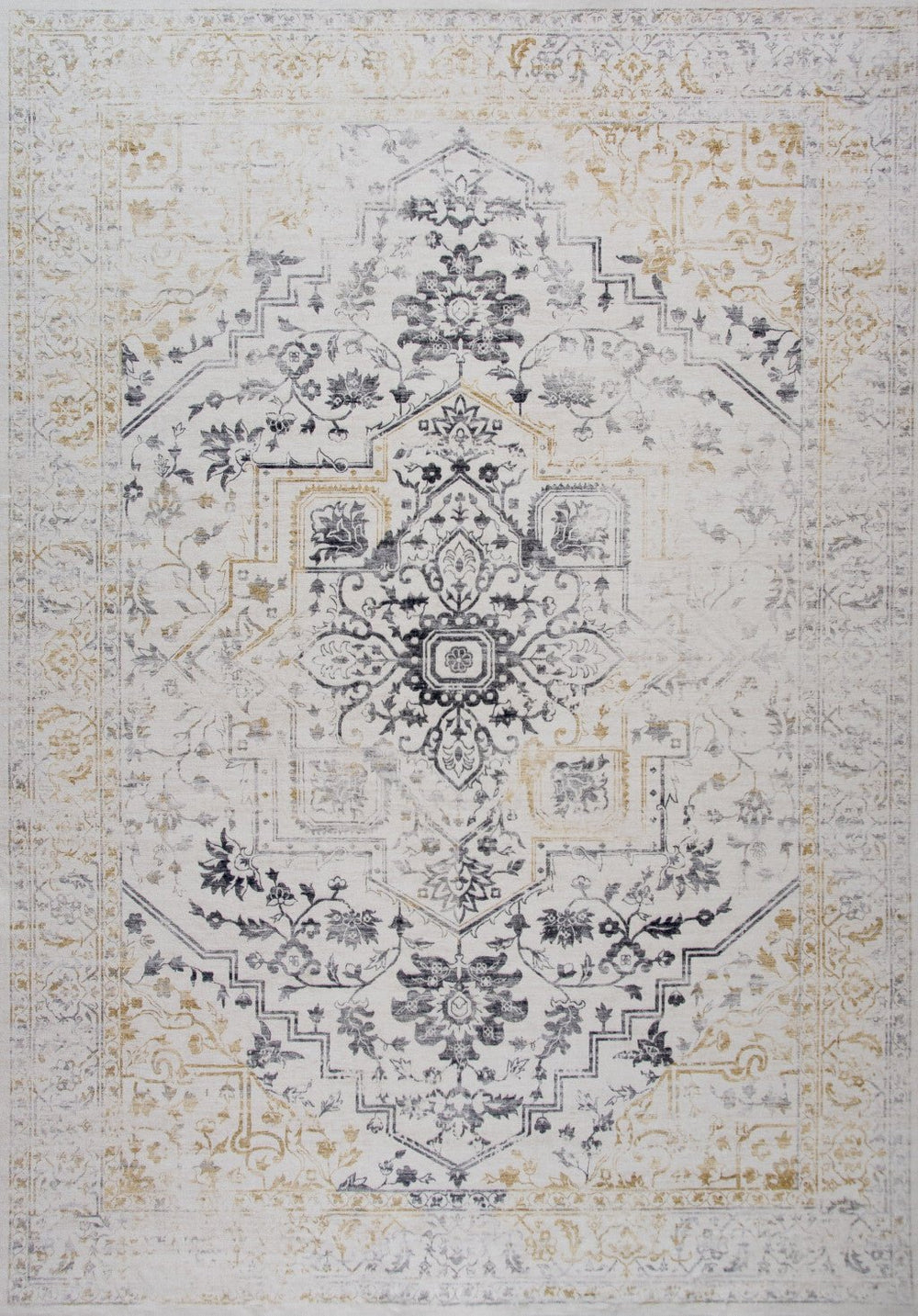 5 x 8 Gray and Gold Oriental Area Rug Image 2