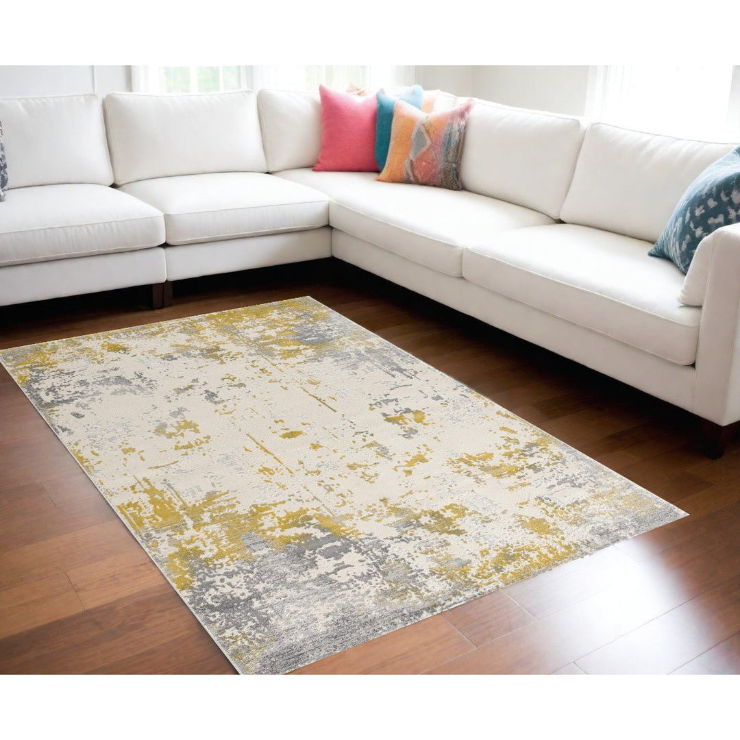 6 X 9 Gold Abstract Dhurrie Area Rug Image 11