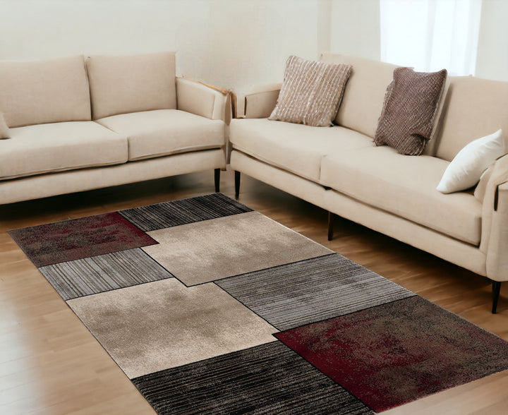 6 X 9 Brown Abstract Dhurrie Area Rug Image 2