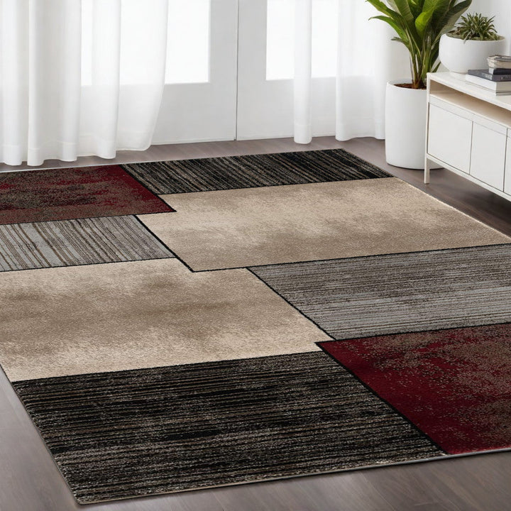 6 X 9 Brown Abstract Dhurrie Area Rug Image 3