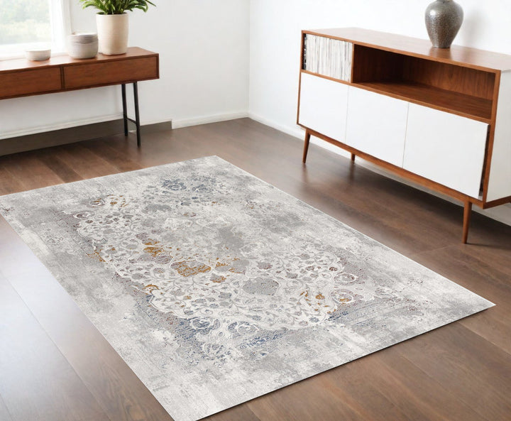 5 X 8 Gray Abstract Patterns Area Rug Image 1