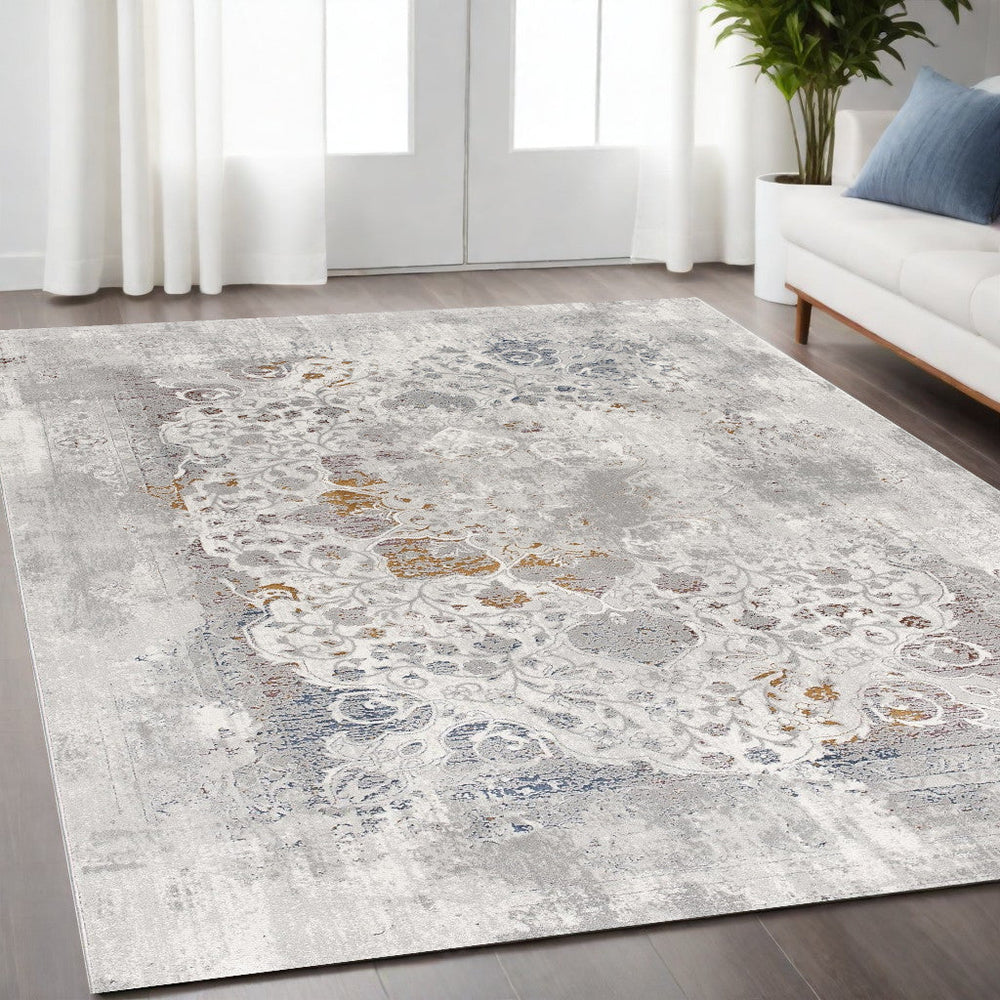 5 X 8 Gray Abstract Patterns Area Rug Image 2