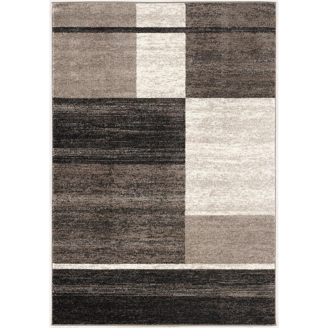 5 X 8 Brown And Beige Abstract Blocks Area Rug Image 7