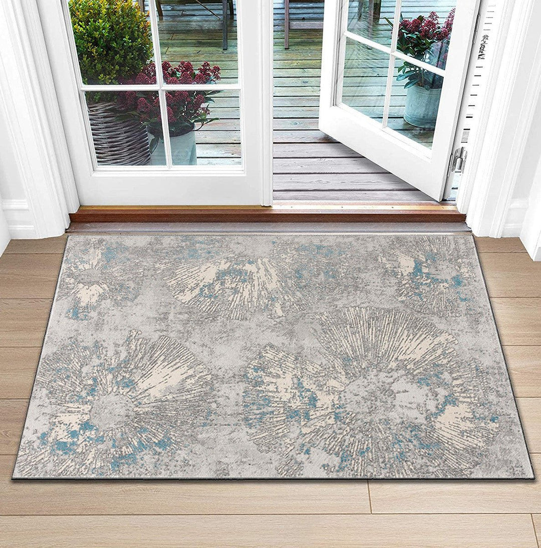 5 X 8 Blue Abstract Circular Motifs Area Rug Image 8