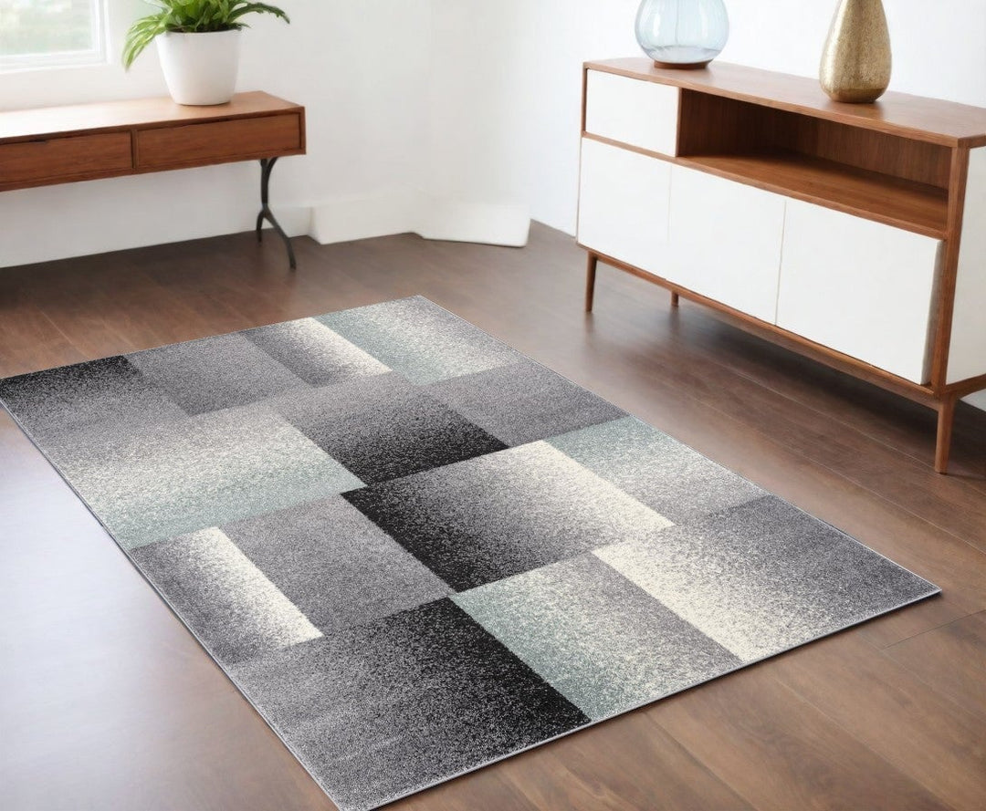 5 X 8 Gray Modern Geometric Area Rug Image 2