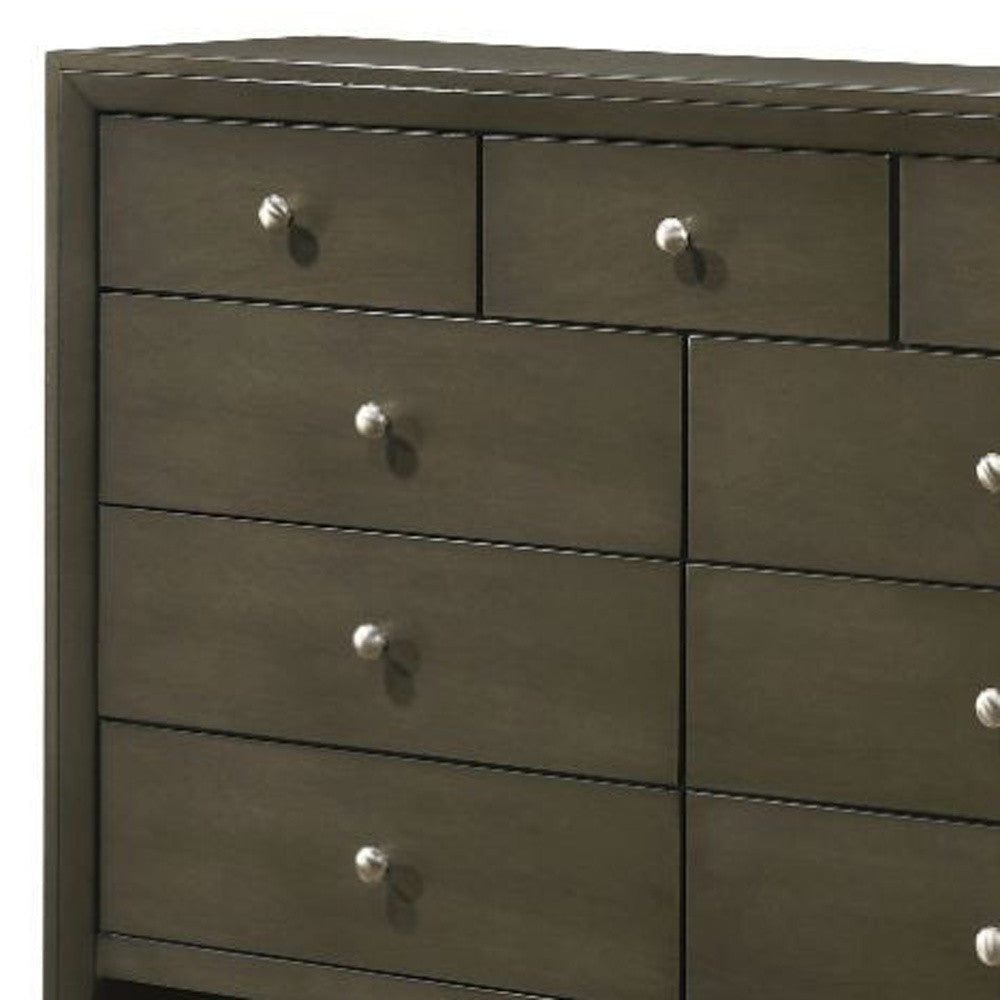 55" Gray Solid and Manufactured Wood Nine Drawer Triple Dresser Image 2