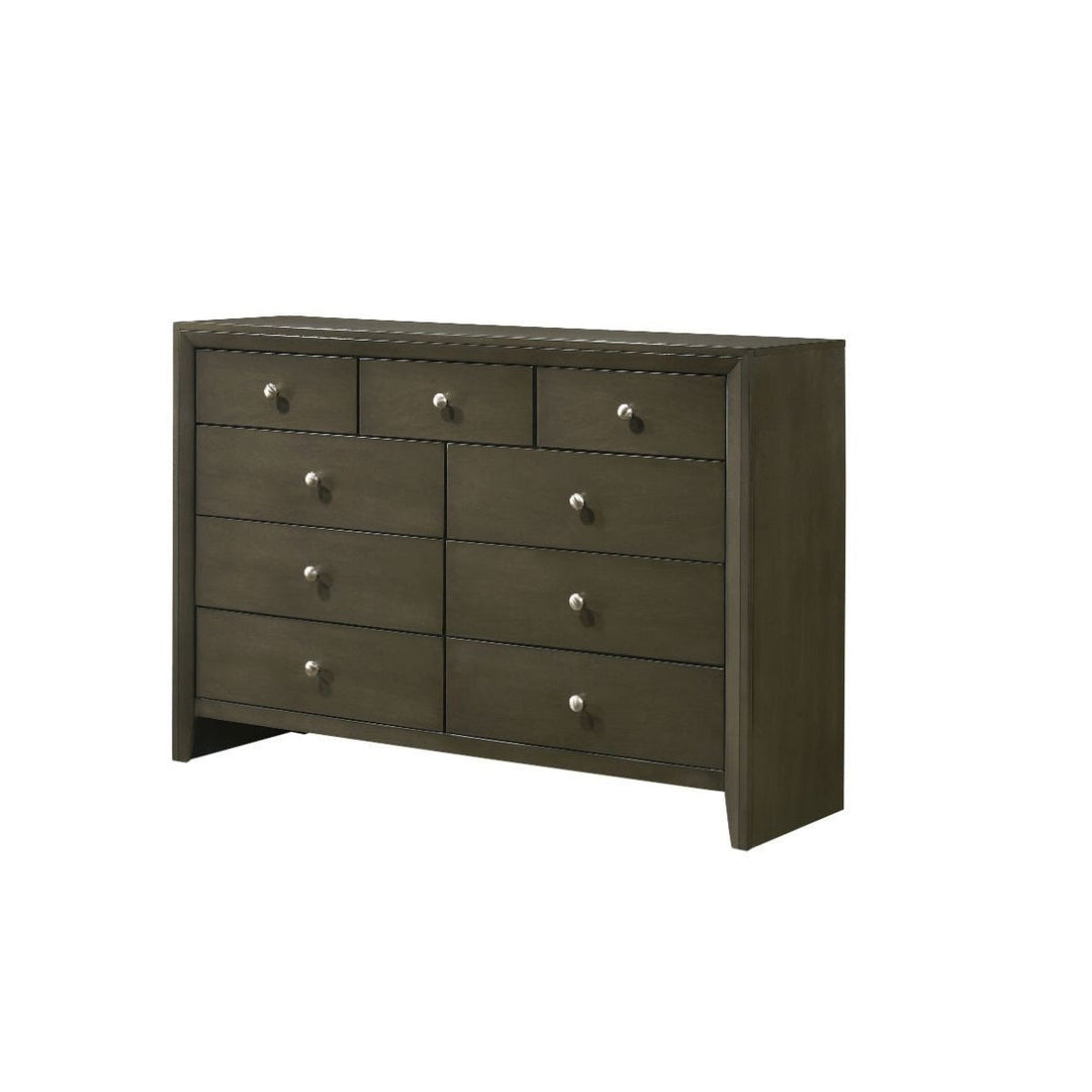 55" Gray Solid and Manufactured Wood Nine Drawer Triple Dresser Image 4