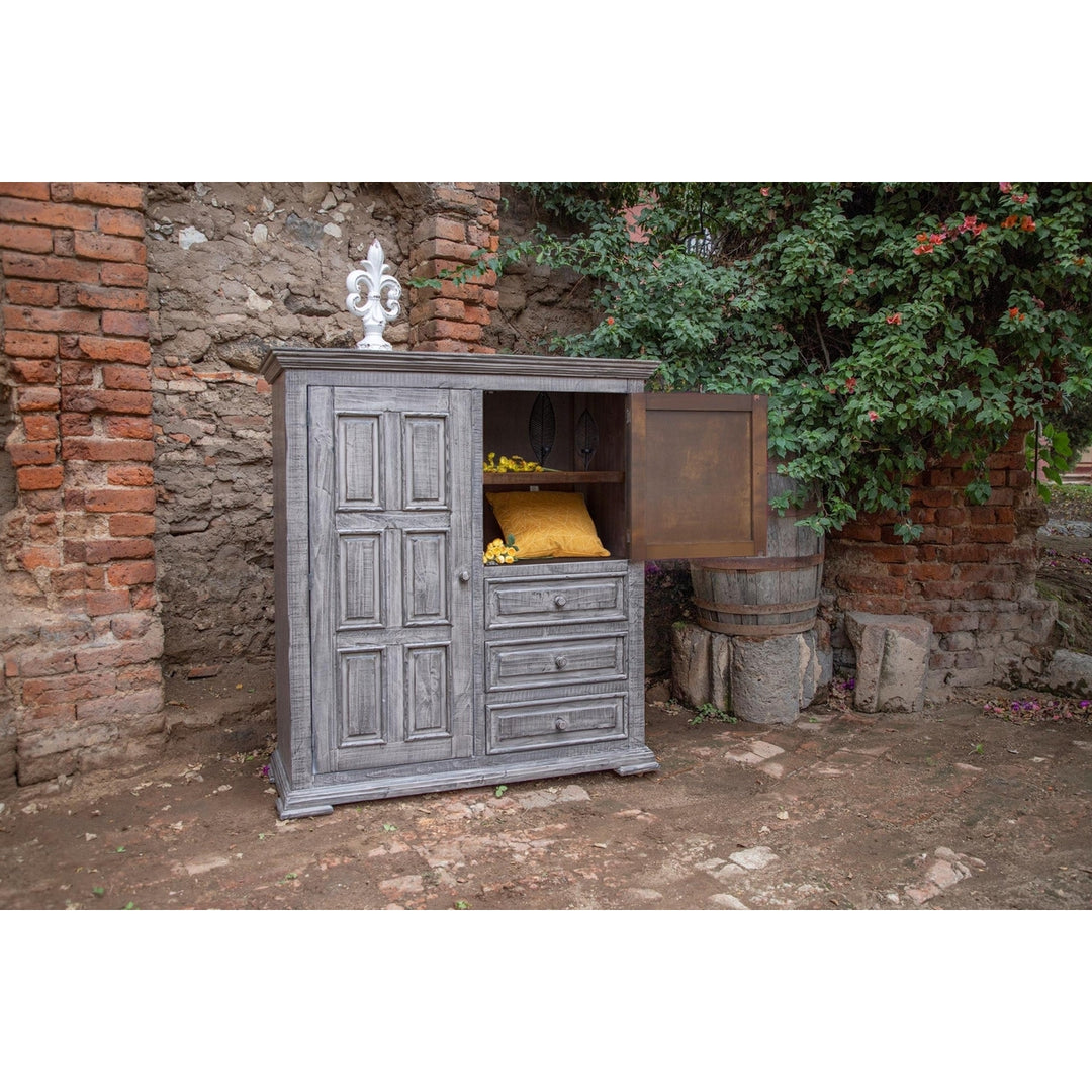 55" Gray Solid Wood Three Drawer Gentlemans Chest Image 2