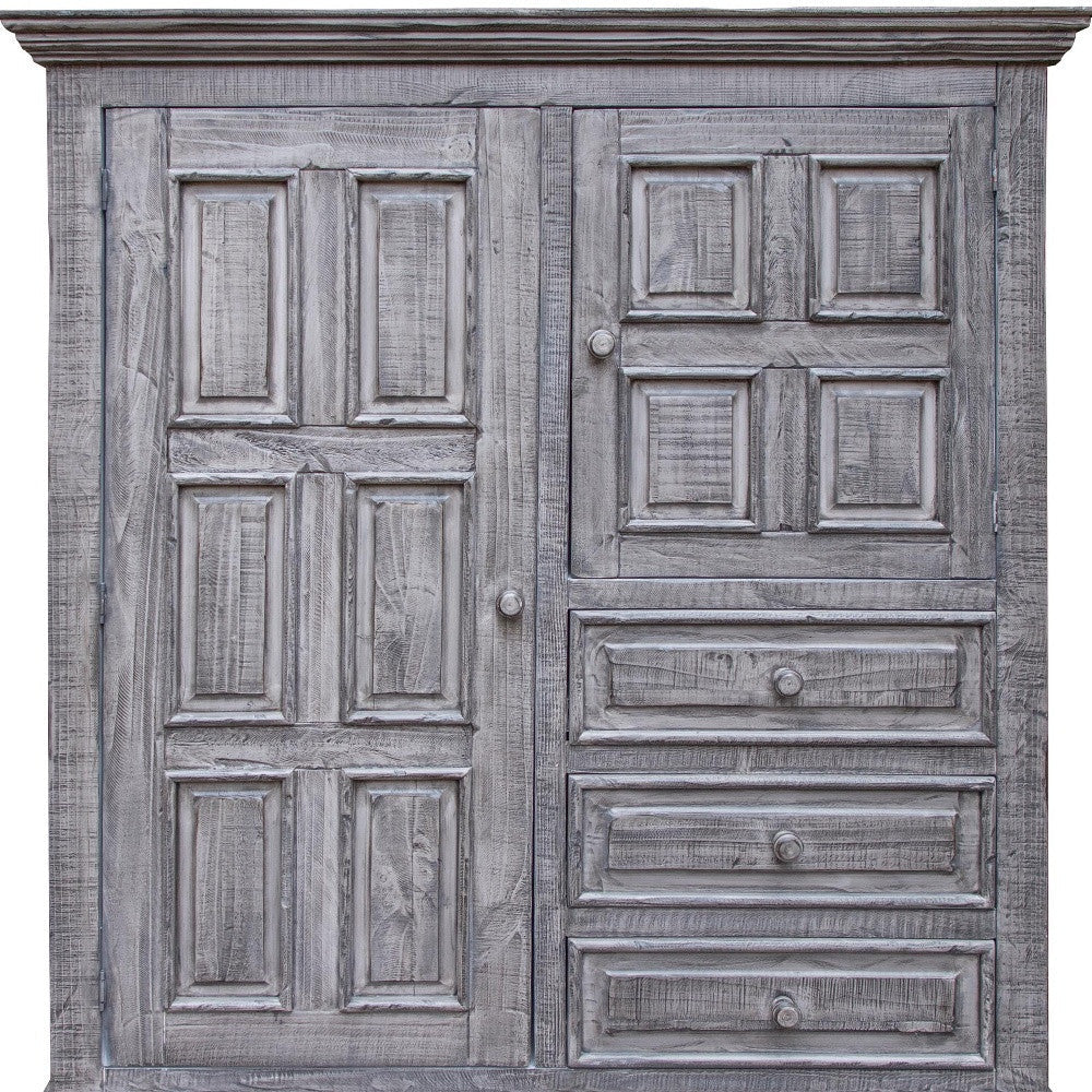 55" Gray Solid Wood Three Drawer Gentlemans Chest Image 4