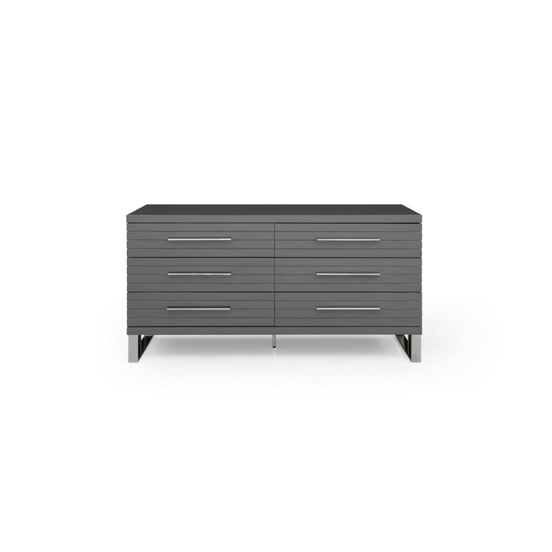 59" Grey Solid And Manufactured Wood Six Drawer Dresser Image 2