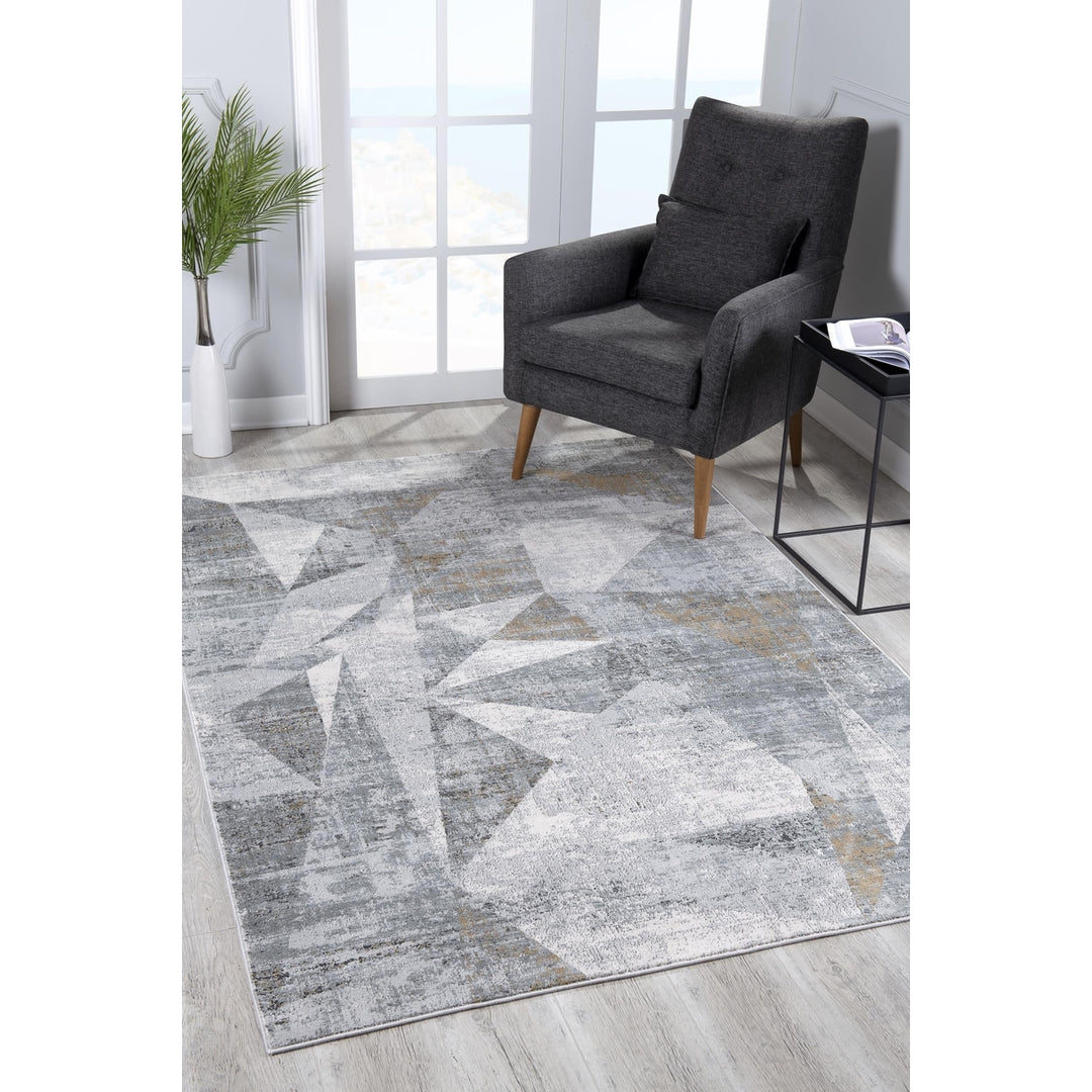 5 X 8 Gray Distressed Prism Modern Area Rug Image 2