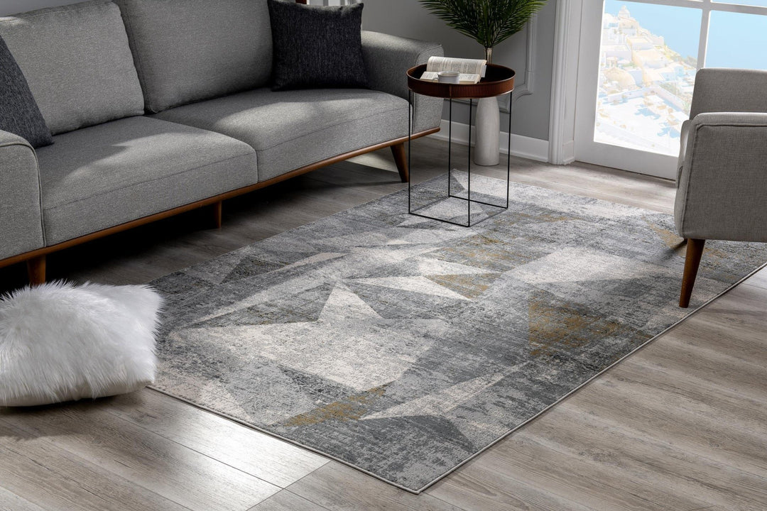 5 X 8 Gray Distressed Prism Modern Area Rug Image 3