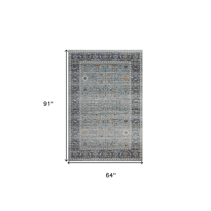 5 X 8 Sage Oriental Power Loom Stain Resistant Area Rug Image 1