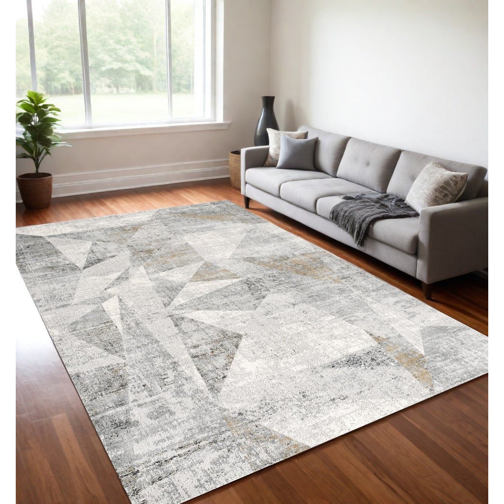 5 X 8 Gray Distressed Prism Modern Area Rug Image 9