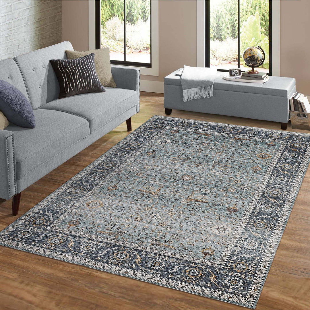 5 X 8 Sage Oriental Power Loom Stain Resistant Area Rug Image 4