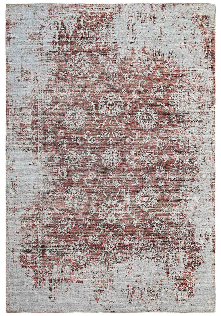 5 X 8 Rust Oriental Distressed Stain Resistant Area Rug Image 6