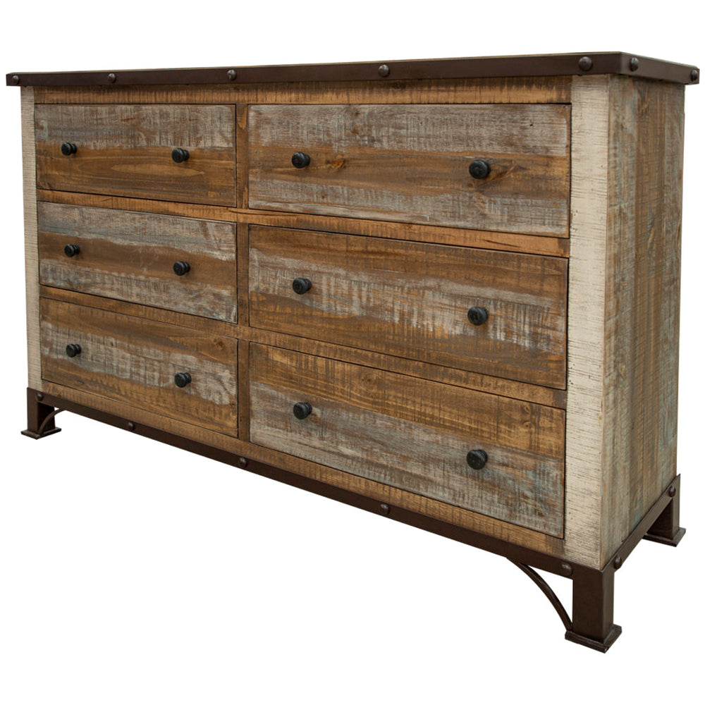 61" Brown Solid Wood Six Drawer Double Dresser Image 2