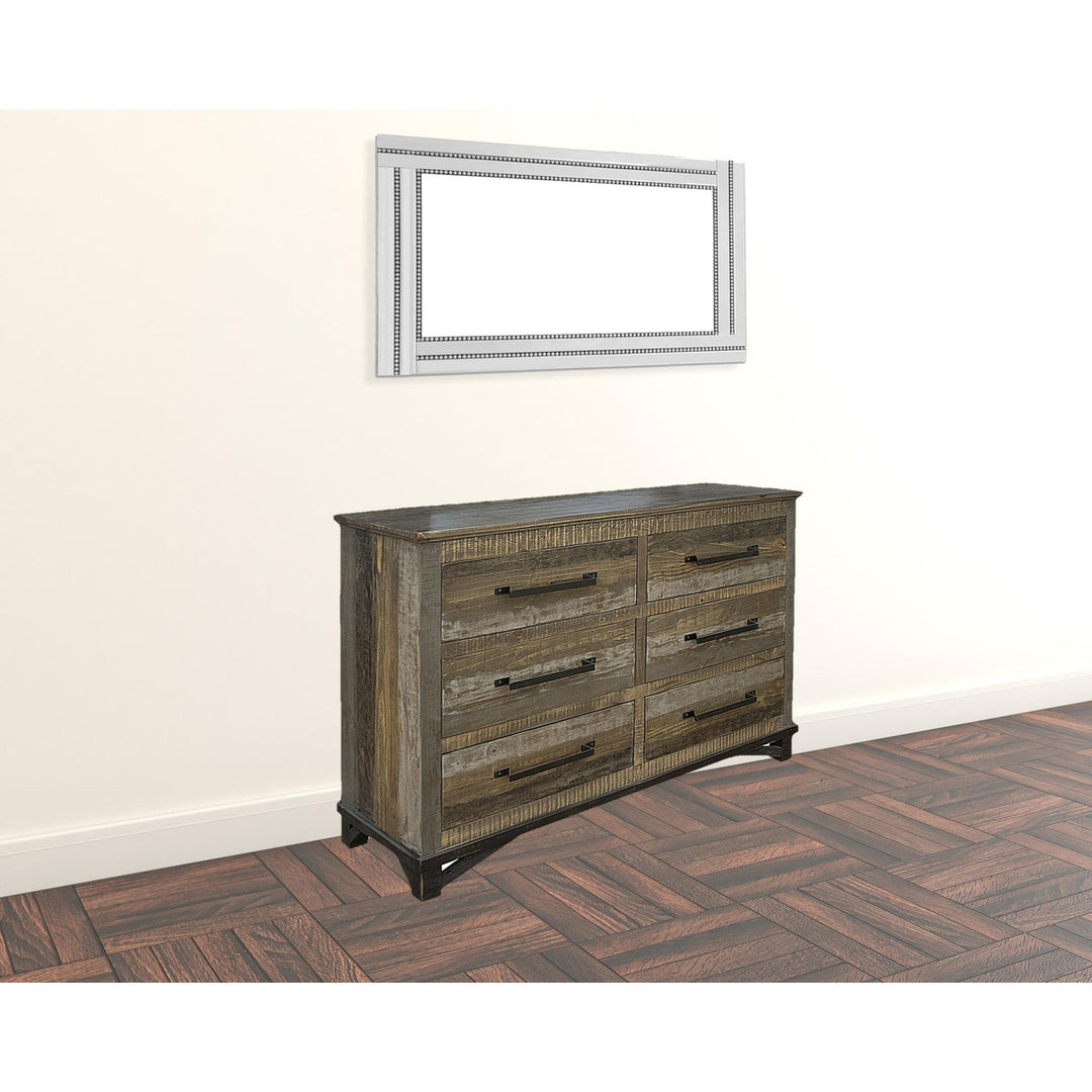 62" Brown Solid Wood Six Drawer Double Dresser Image 5