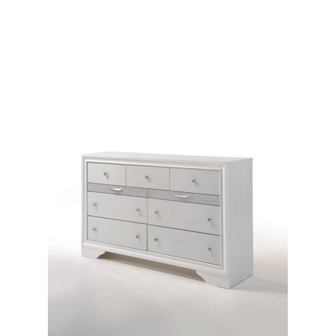 63" White Manufactured Wood Nine Drawer Triple Dresser Image 1