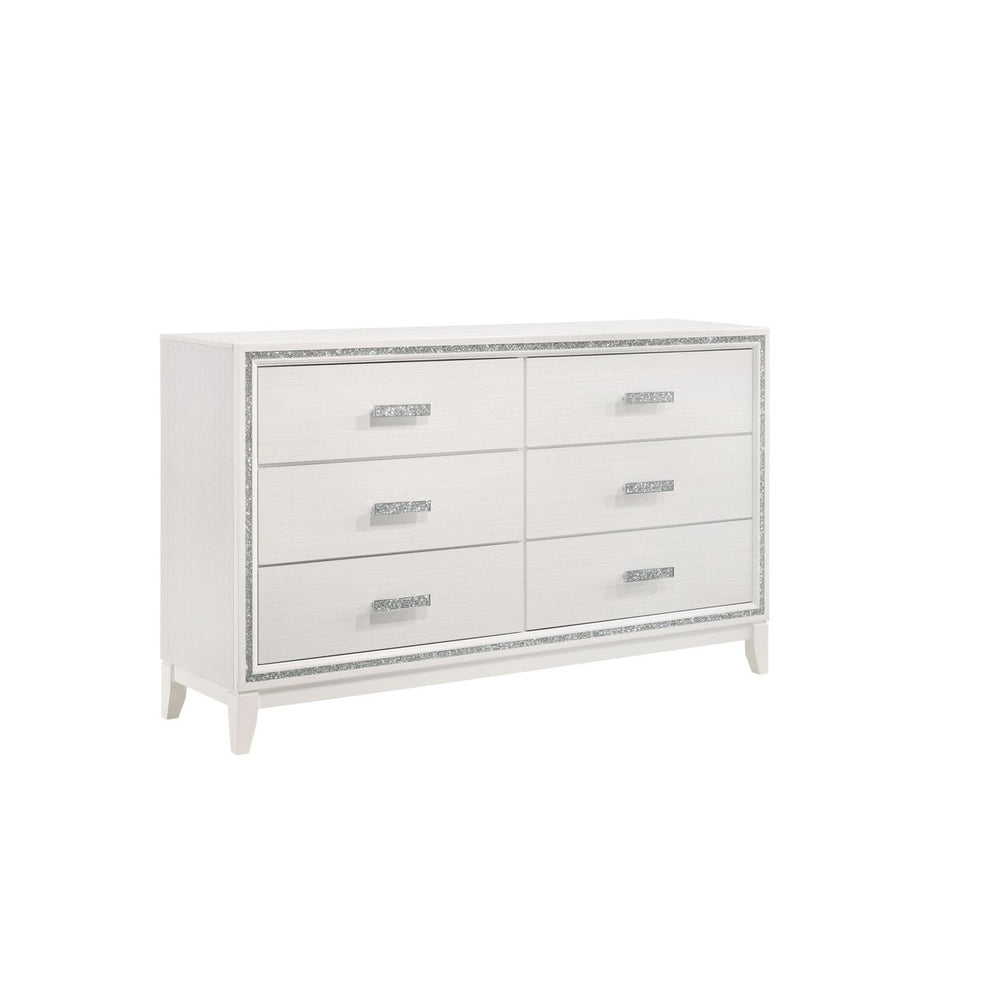 63" White Solid and Manufactured Wood Six Drawer Double Dresser Image 2