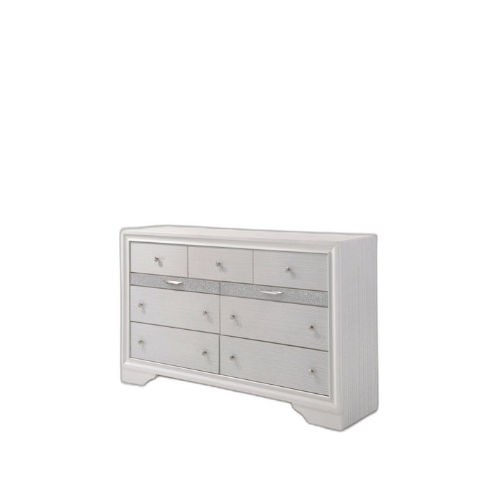 63" White Manufactured Wood Nine Drawer Triple Dresser Image 2