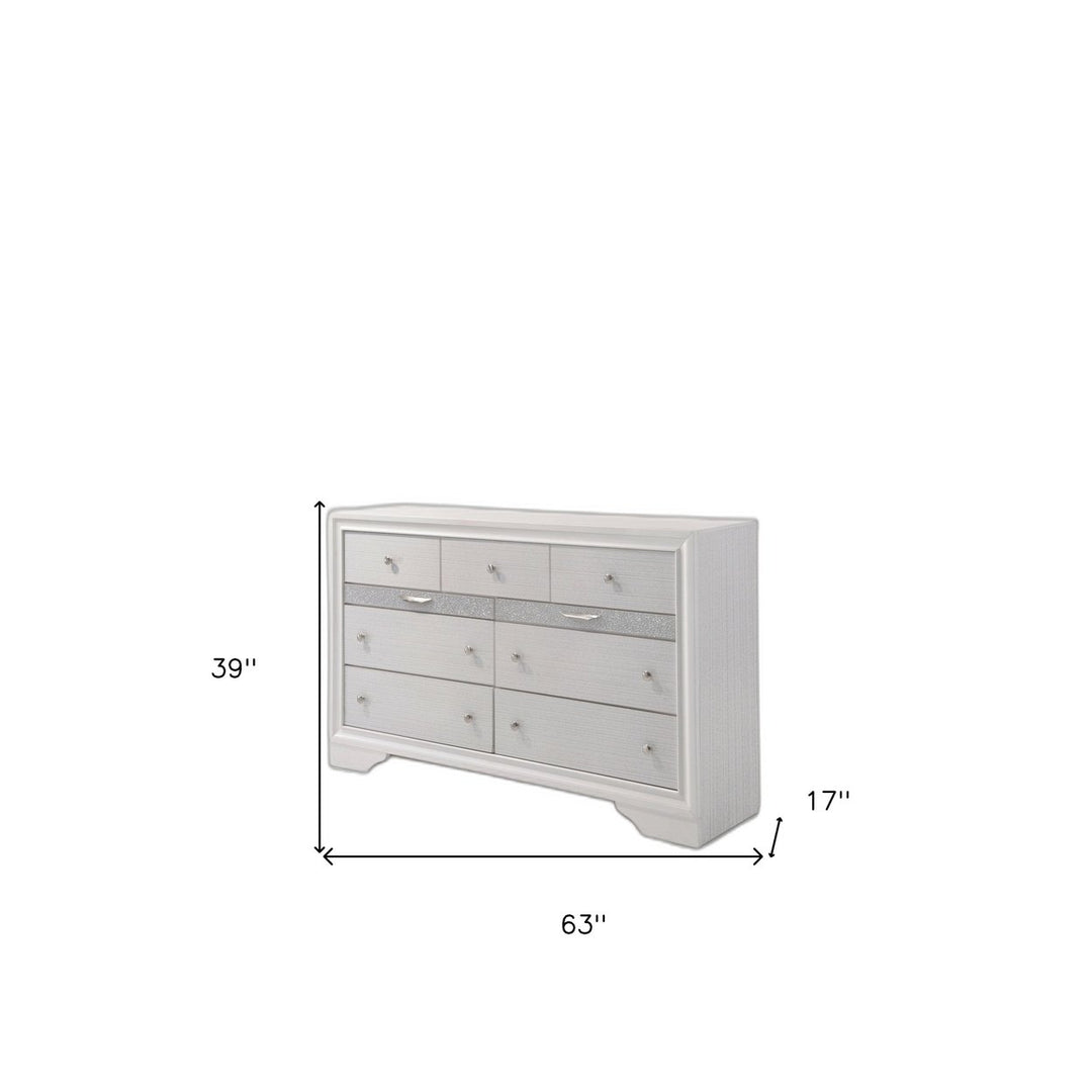 63" White Manufactured Wood Nine Drawer Triple Dresser Image 3