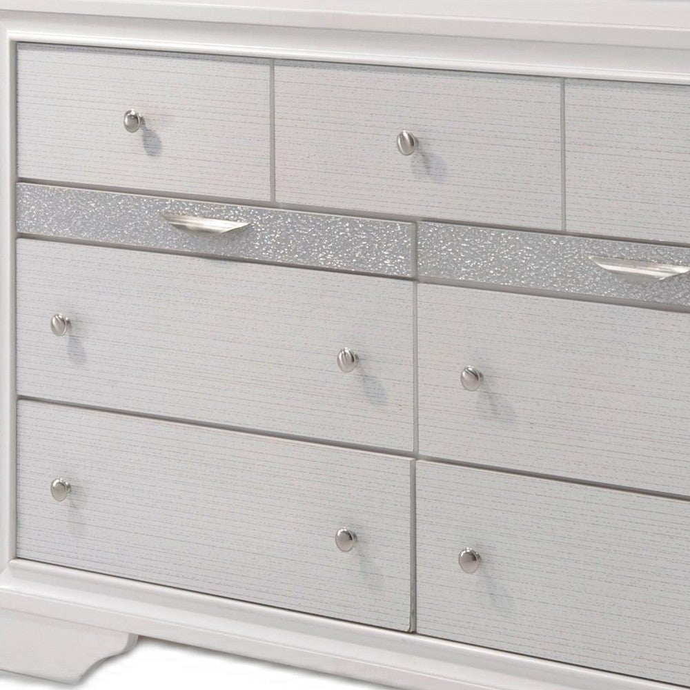 63" White Manufactured Wood Nine Drawer Triple Dresser Image 4