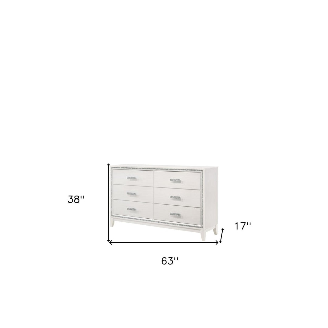 63" White Solid and Manufactured Wood Six Drawer Double Dresser Image 4