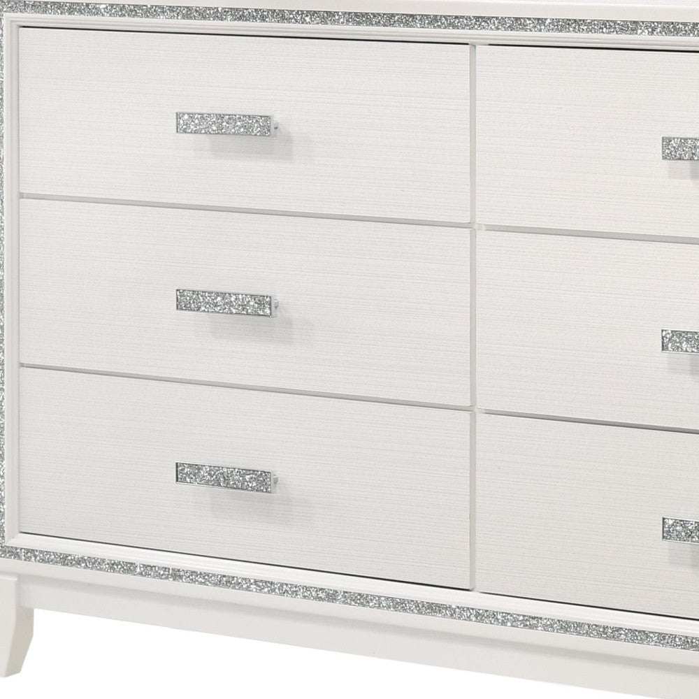 63" White Solid and Manufactured Wood Six Drawer Double Dresser Image 6