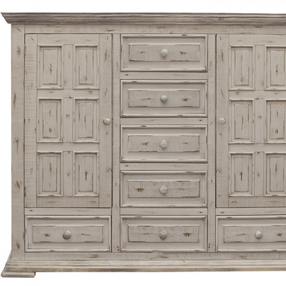 64" White Solid Wood Seven Drawer Gentlemans Chest Image 4