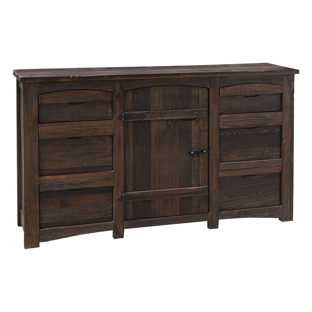 67" Brown Solid Wood Six Drawer Triple Dresser Image 2