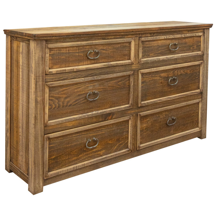 67" Natural Solid Wood Six Drawer Double Dresser Image 3