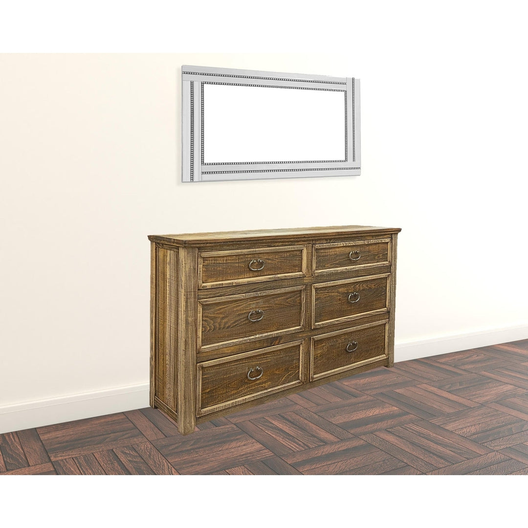 67" Natural Solid Wood Six Drawer Double Dresser Image 5