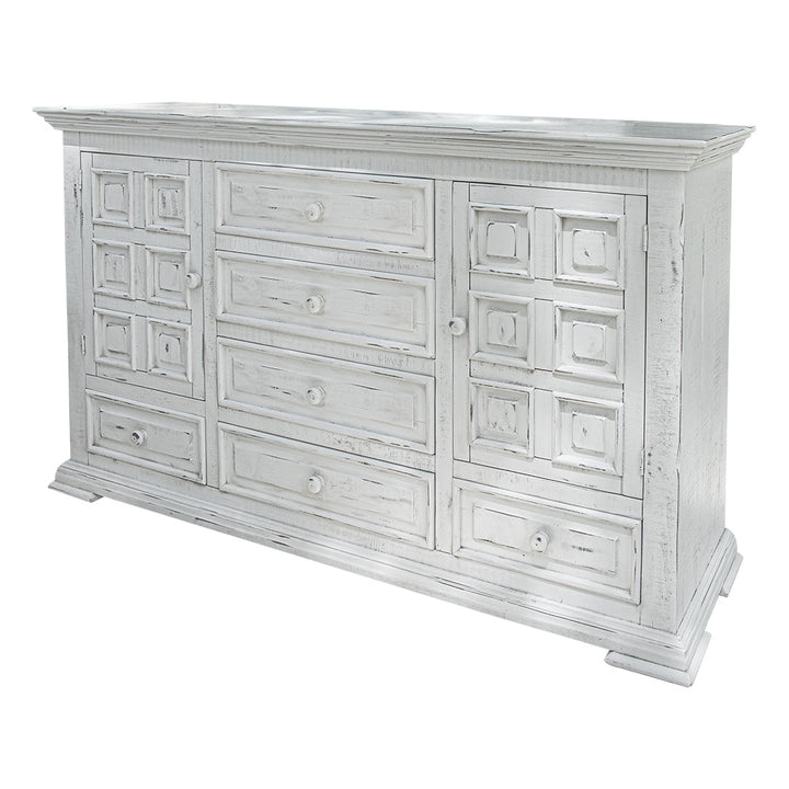 69" White Solid Wood Six Drawer Triple Dresser Image 4