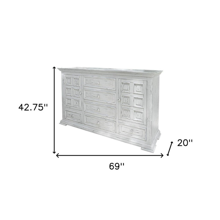 69" White Solid Wood Six Drawer Triple Dresser Image 5