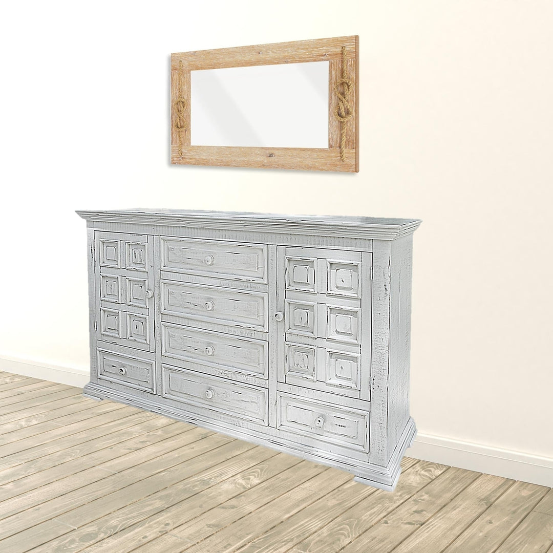 69" White Solid Wood Six Drawer Triple Dresser Image 6