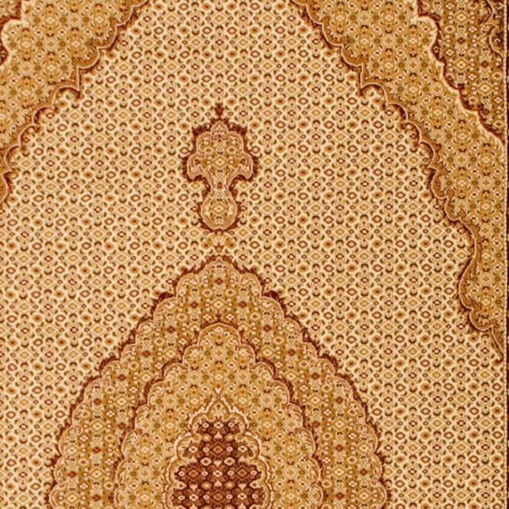 7 Cream Round Oriental Power Loom Area Rug Image 8