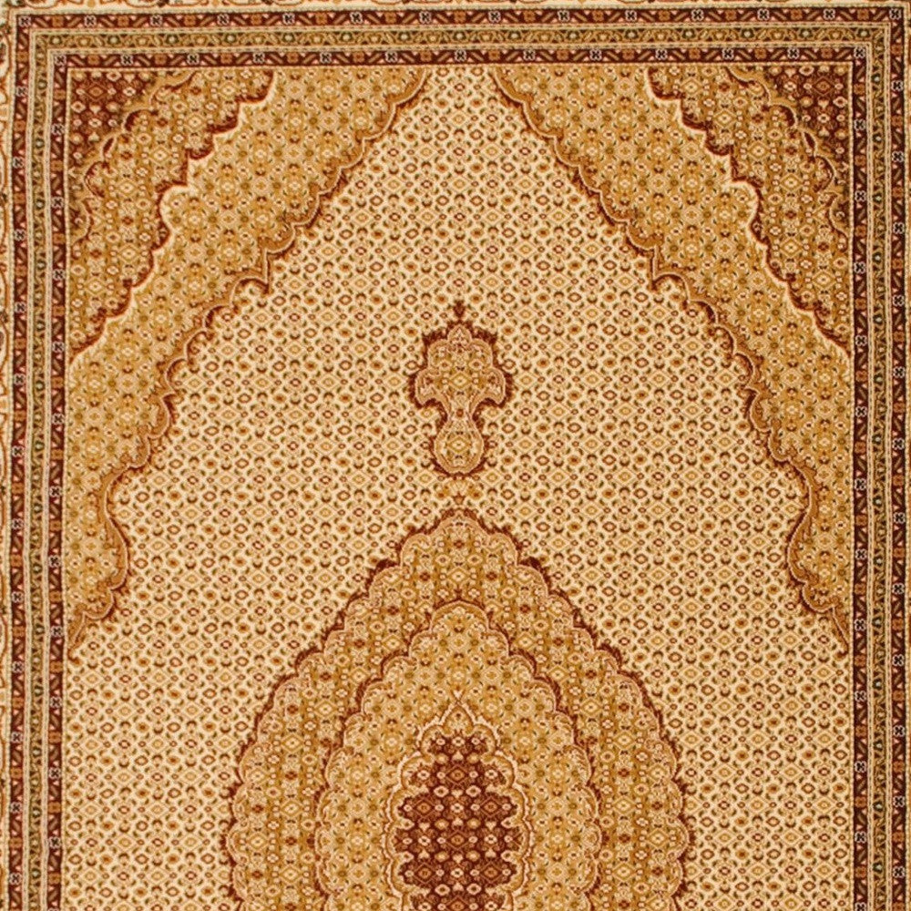 7 Cream Round Oriental Power Loom Area Rug Image 9