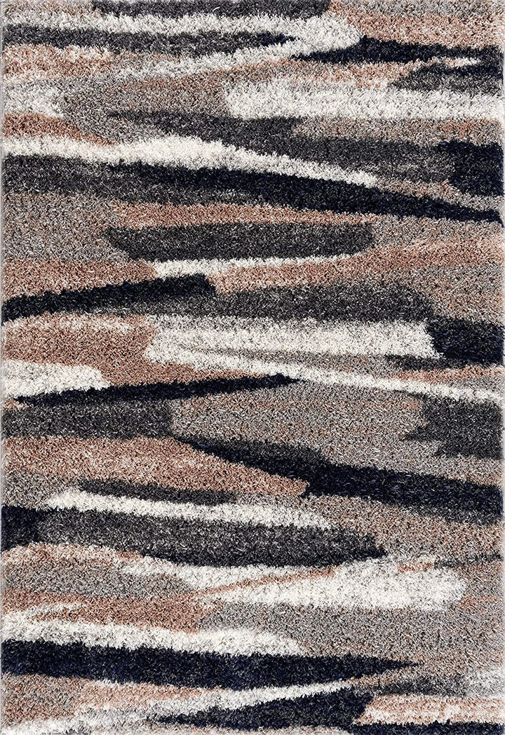 7 X 9 Gray And Black Strokes Area Rug Image 6