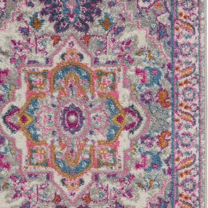 8 Pink And Gray Power Loom Runner Rug Image 8