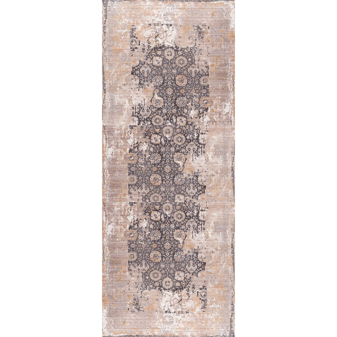 8 x 10 Gray and Ivory Oriental Non Skid Area Rug Image 7