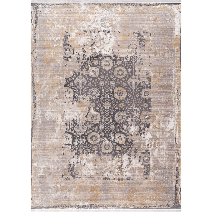 8 x 10 Gray and Ivory Oriental Non Skid Area Rug Image 10