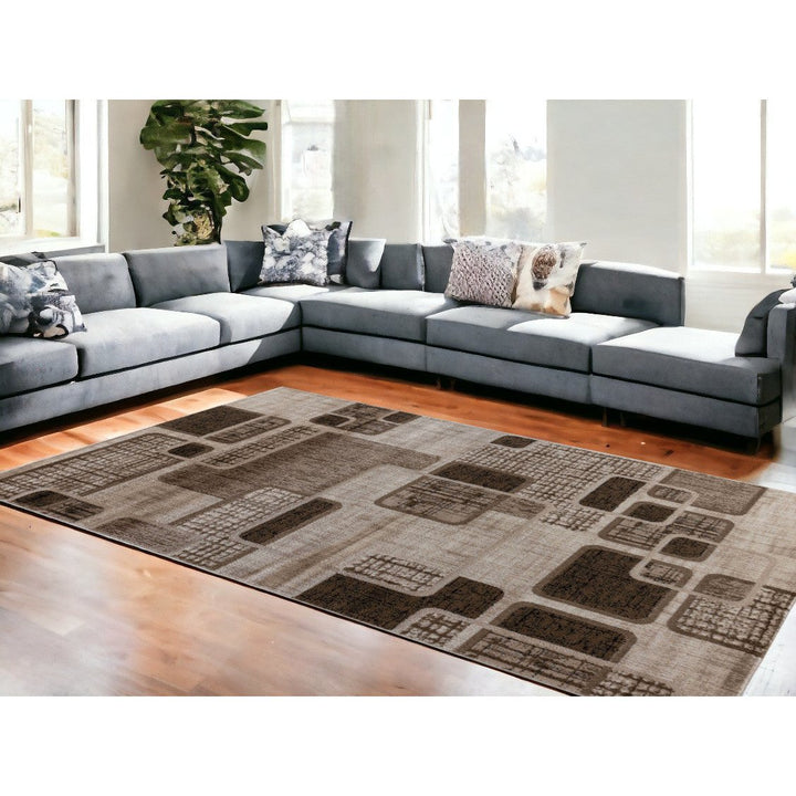 7 X 10 Brown Geometric Area Rug Image 8