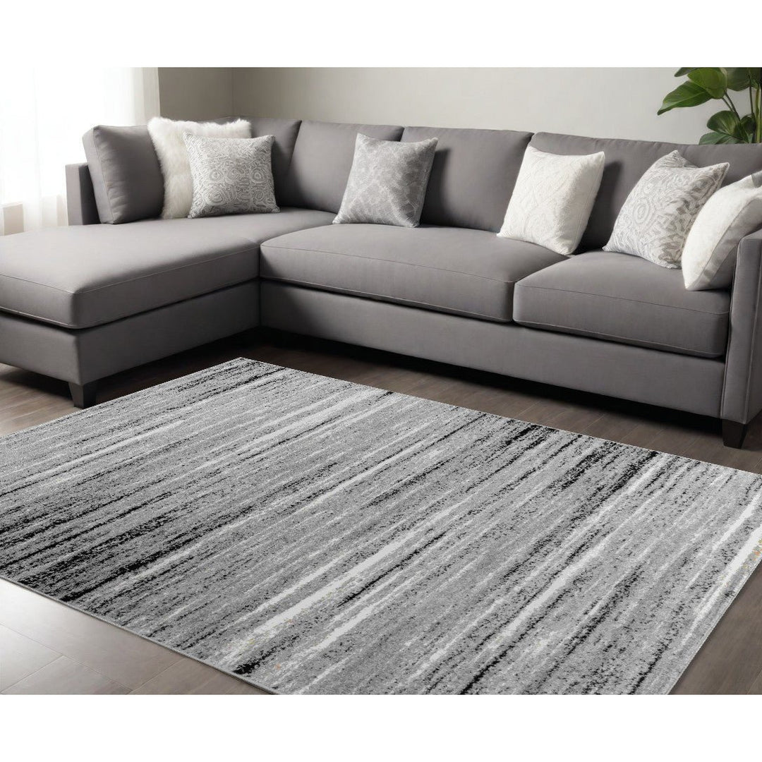 7 X 10 Grey Abstract Area Rug Image 8