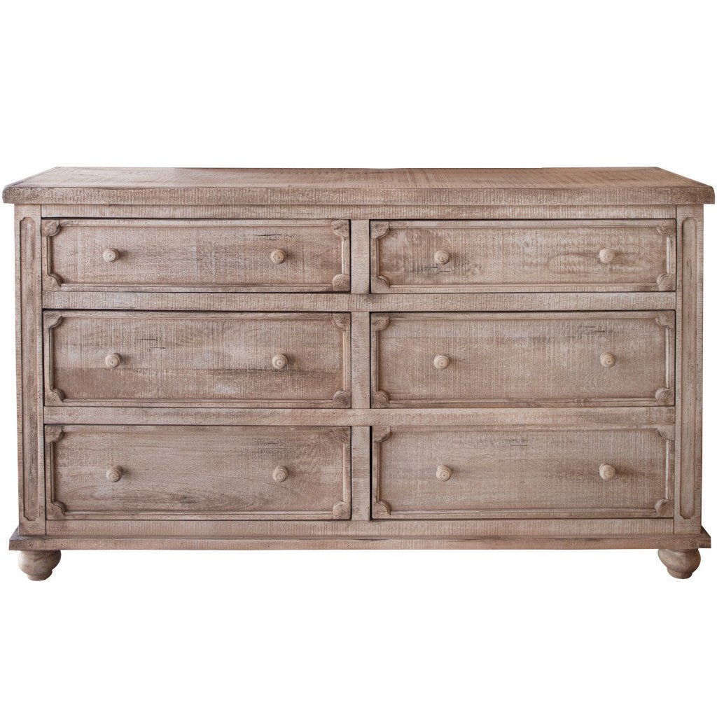 70" Natural Solid Wood Six Drawer Double Dresser Image 1