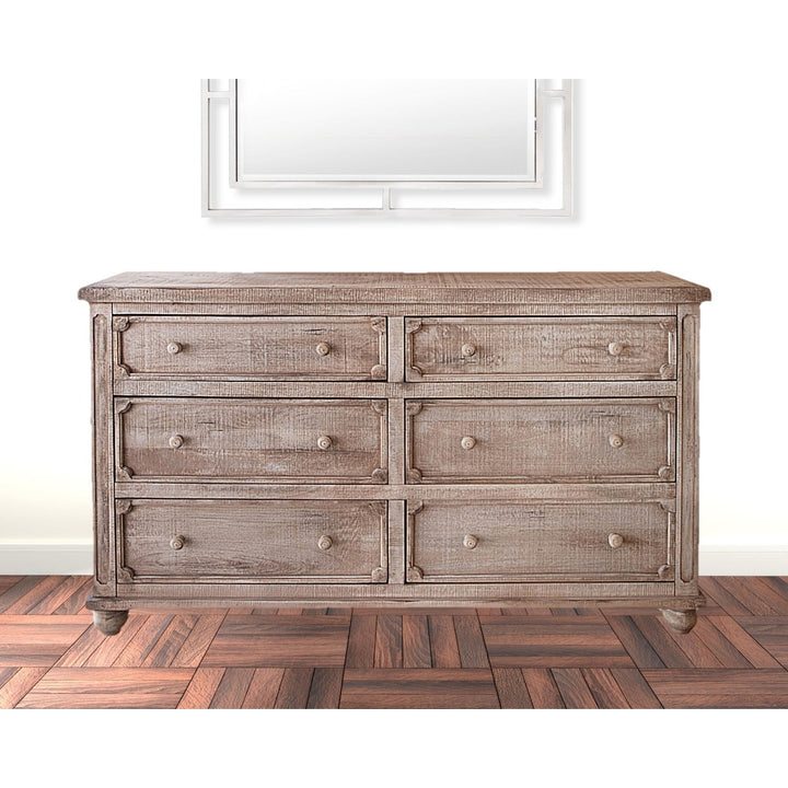 70" Natural Solid Wood Six Drawer Double Dresser Image 5